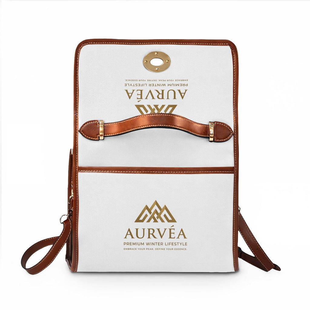 Aurvéa Logo Canvas Bag — Waterproof Leather-Trim Handbag