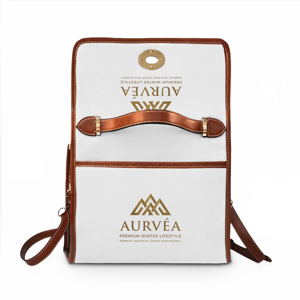 Aurvéa Logo Canvas Bag — Waterproof Leather-Trim Handbag