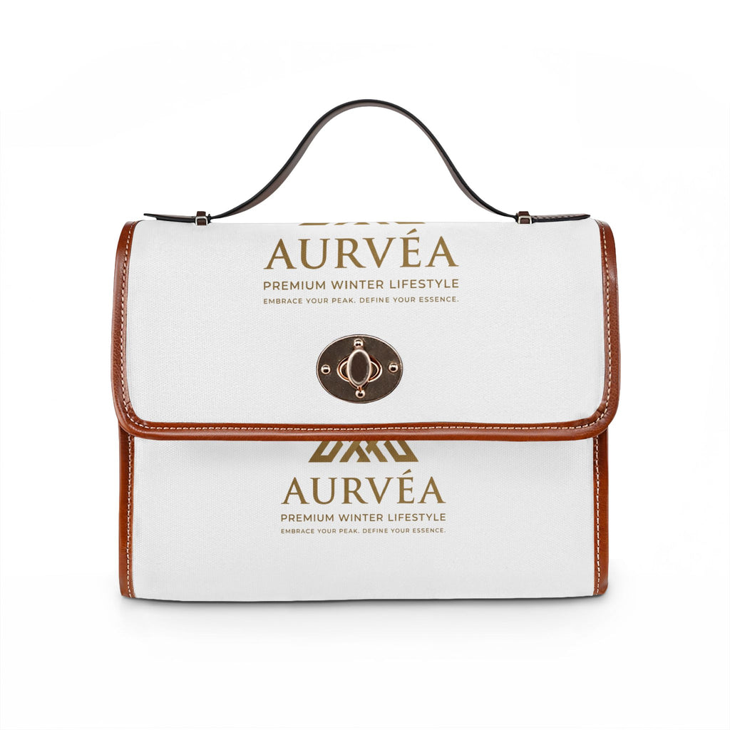 Aurvéa Logo Canvas Bag — Waterproof Leather-Trim Handbag